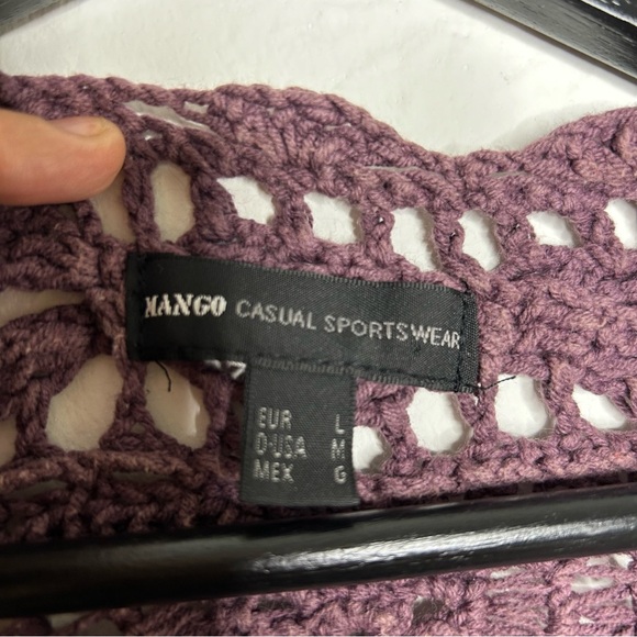 Mango Crochet Short Sleeveve Sweater Top Overlay - Picture 2 of 6